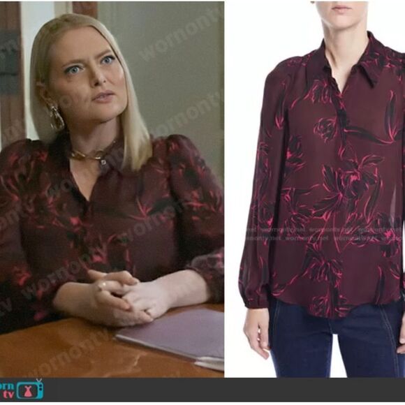 A.L.C. Tops - A.L.C. Lori Floral-Print Silk Long-Sleeve